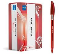 Plus Office - Bolígrafos PLUS Trio Pack de 50 Bolígrafos con Capuchón, Tinta fluida Viscosa, Óptimo para uso de oficina, casa y escolar, Color Rojo, y Trazo de 0,7 mm (50 Rojos)