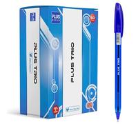 Plus Office - Bolígrafos PLUS Trio Pack de 50 Bolígrafos con Capuchón, Tinta fluida Viscosa, Óptimo para uso de oficina, casa y escolar, Color Azul, y Trazo de 0,7 mm (50 Azules)