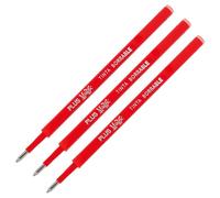 Plus Office - Recambios para Boligrafo Borrable Retractil, Tinta De Gel, Color Rojo, Punta de 1 mm y Trazo de 0,7 mm. (Pack 3 Recambios Rojos)