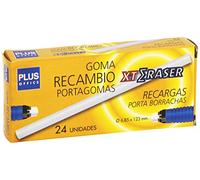 Plus Office - Recambios Portagomas, Pack de 24 Gomas de Borrar de Plástico Blanco, Suaves, Borrar Lápiz que No Deja Manchas, Perfectas para clase, Material Escolar, Oficina, Profesores y Profesoras