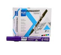 Plus Office - Rotulador Permanente, Pack de 12 Marcadores Permanentes con Punta Cónica de 1.3mm, Rotulador Permanente Resistente al Agua y Luz, Permanente para Rotular, Marcar y Dibujar (Violeta)