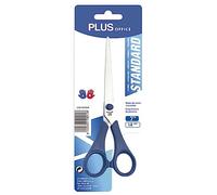 Plus Office - Tijera de Oficina Standard, Multiusos de Acero Inoxidable, Agarre Ergonómico y Cómodo, 18 cm, para Manualidades, Oficinas y Hogar - Color Azul
