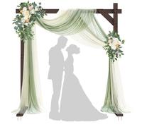 PlusFive Arco de boda de 2,28 m, soporte cuadrado de madera para telón de fondo, cenador de jardín, marco de arco de boda grande para propuestas, bodas, cumpleaños, día de San Valentín, decoración de