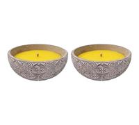 PLUSHOME Pack 2Vela Citronela larga duración,Cuenco Cemento Vela Citronela,Citronela frescor para la casa,habitación,etc. Jar 6cmx16cm