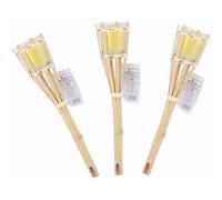 PLUSHOME Pack 3 unidad Antorcha de Jardin 30CM/78CM con Vela Citronela 100 grs,3% Citronelas.Faroles Bambú Decoración