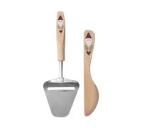 Pluto Design Cuchillo para untar y cortador de queso Santa 2 piezas Beige