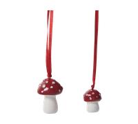 Pluto Design Set de 2 colgantes de Navidad Flugsvamp Blanco-rojo