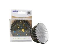 PME Cupcake Cases Foil Fored, Black & Gold Flecks Pk/30