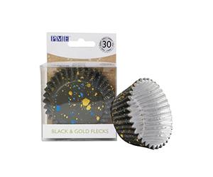 PME Cupcake Cases Foil Fored, Black & Gold Flecks Pk/30