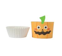 PME Halloween Moldes Rígidos y Cápsulas blancas para Cupcakes - Calabaza de Halloween (Set de 12)
