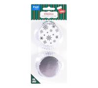 PME Navidad Cápsulas para Cupcakes forradas de Aluminio - Copos de Nieve Plateados (Set de 60)