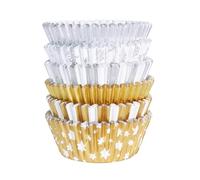PME Navidad Cápsulas para Cupcakes forradas de Aluminio - Metálicas en Oro y Plata (Set de 100)