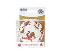 PME Navidad Cápsulas para Cupcakes forradas de Aluminio - Papá Noel y Trineo (Set de 30)