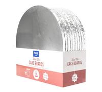 PME Set de 10 Cake Boards redondos para Tartas con bordes envueltos, Plata (12" / 30cm)