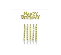 PME Set de Velas Placa Happy Birthday y Velas Doradas