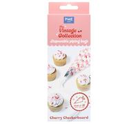 PME VD24IB064 12 Manga Pasteleras Desechables de San Valentín, Cuadros de Cereza, Plástico