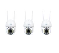 PNI Kit de 3 Piezas IP440 WiFi PTZ cámara de videovigilancia inalámbrica, 4MP, Zoom Digital, Ranura Micro SD, autónoma, Alarma de detección de Movimiento, Seguimiento de Movimiento