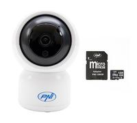 PNI Paquete de cámara de videovigilancia IP390T 1080P con PTZ WiFi H264+Tarjeta de Memoria MicroSD 128GB con Adaptador SD
