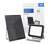 PNI Proyector LED GreenHouse WS100 100W con panel solar, batería de 10000mAh, control remoto, temporización y brillo ajustable, 6500 K, IP65