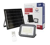 PNI Proyector LED GreenHouse WS50 PRO de 50 W con panel solar de 6 W, batería de 5000 mAh, 800 lm, control remoto, temporizador y brillo ajustable, 6500 K, IP65