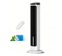 PNTCK Enfriador de Aire, Temporizador 12H, 4 Modos, 3 velocidades, oscilación de 80°, Mando a distancia, 2 Bolsas de Hielo, Climatizador Evaporativo Torre para Dormitorios