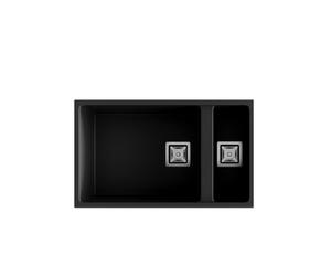 POALGI Fregadero bajo encimera ZIE 70 1/S+1/2 S NEGRO LISO SOFT, Una cubeta y media, Negro, acabado sintético Mueble 80 cm