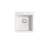 POALGI Fregadero sobre encimera KOBUS 48 ALTO 1/S SNOW_BLANCO, Una cubeta, Silver, acabado sintético Mueble 45 cm