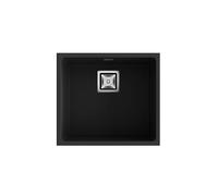 POALGI Fregadero sobre encimera ZIE 45 1/S NEGRO LISO, Una cubeta, Negro, acabado sintético Mueble 45 cm