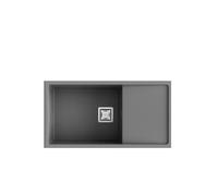 POALGI Fregadero sobre encimera ZIE 81 1/S+E CONCRET, Una cubeta, con escurridor, Silver, acabado sintético Mueble 90 cm