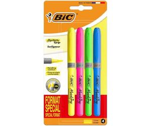 Pochette de 4 surligneurs BIC Highlighter Grip