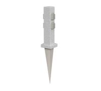 ledscom.de Columna de Enchufe de jardín Pock con Espiga de Tierra para el Exterior, cuádruple, con Aspecto de Piedra, Angular, 39,5cm