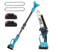 Podadora inalámbrica 2 en 1 y mini motosierra de 8 pulgadas con 2 baterías de 6000 mAh y cargador, motor sin escobillas, barra telescópica de 2,8 m, para árboles y ramas altas (2 baterías de 6000 mAh)