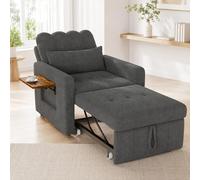 Poeahu Sofá cama convertible de 1 plaza, sofá chaise longue cama 3 en 1 con función cama, respaldo ajustable, mesa plegable, sofá cama individual con 1 portavasos, para pequeño