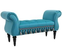 Poef - banco tapizado - banco para zapatos - otoman - mueble para sentarse - tapizado de terciopelo - estructura de madera maciza - 117x40x58 cm