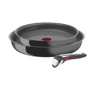 Tefal Ingenio Renew On, Set de Sartenes 24/28 cm + Mango Extraíble, Cerámica Antiadherente, Inducción, Gris