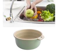 POENVFPO Cesta para Lavar Frutas y Verduras, Juego de Tazón Colador de Doble Capa de Plástico, 16 X 14 X 7 Cm para Lavar, Escurrir, Enjuagar Pasta, Ensalada de Bayas en la Cocina (GREEN)