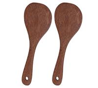 POENVFPO Cucharas de Paleta de Arroz de Madera, Utensilios de Cocina Naturales Resistentes Al Calor para Mezclar y Servir Arroz, 22x8cm, 2 uds. (boca redonda)
