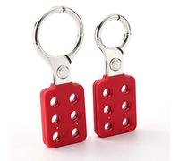 POFET 2Pcs Diámetro 25 mm / 1 pulgada + 38 mm / 1.5 pulgadas Serie de seguridad Cerrojo de bloqueo redondo de aluminio Sostiene hasta seis candados con cerradura - Rojo