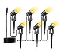 Pogestrand Foco Led Exterior Impermeable, 20M/65FT Paquete de 6 Focos LED de Paisaje con Luz Cálida 3000K 27V para Iluminación Jardín & Impermeables IP65 para Exterior