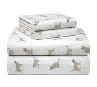 Pointehaven 180 gsm Velvet Feel Luxury Cotton Printed Flannel Sheet Set Juego de sábanas, Franela Algodón, Gatos, Cama Individual