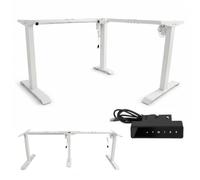 POKAR Estructura para Escritorio Elevable en L Eléctrica | Ángulo Regulable de 0 a 90°, Altura 70 a 118 cm | Panel de Memoria con USB-C y USB-A | Base para Mesa Elevable Sentado y de Pie | Blanco