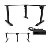 POKAR Estructura para Escritorio Elevable en L Eléctrica | Ángulo Regulable de 0 a 90°, Altura 70 a 118 cm | Panel de Memoria con USB-C y USB-A | Base para Mesa Elevable Sentado y de Pie | Negro