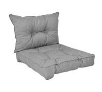 POKAR Set de 2 Cojines para Silla de Exterior: Asiento 40x40x10 + Respaldo 50x40x10 cm | Cojines para Muebles de Jardín, Terraza y Ratán | Made in EU | Gris