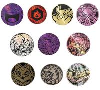Pokémon - 10 monedas de juego grandes Pokémon surtidas, sin duplicados, monedas metálicas de plástico