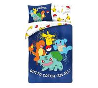 Halantex Funda nórdica infantil Pokémon reversible 140x200 + almohada Pikachu Squirtle Öko-tex