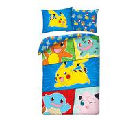 Halantex Juego de cama Pokemon Pikachu y amigos, 2 piezas de 140 x 200 cm y 1 funda de almohada de 70 x 90 cm, 100% algodón, Öko-Tex, cama individual