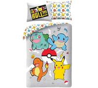 Halantex Juego de cama Pokémon Rules – funda nórdica 140x200 + funda almohada con Pikachu