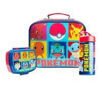 Pokémon Set de Bolsa de Almuerzo Térmica para Niños, Botella y Fiambrera, 3 Piezas (Rojo/Azul)