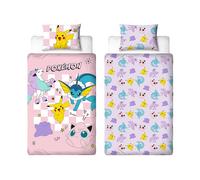 Pokémon Juego de Funda nórdica Oficial Individual Infantil | Diseño “Spirit” | Reversible de Dos Caras con Funda de Almohada a Juego | Set de Cama Individual Infantil | Polialgodón