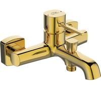 POLA Batería de pared para lavabo, monomando, cerámica, acabado dorado, modelo BAP_G10D